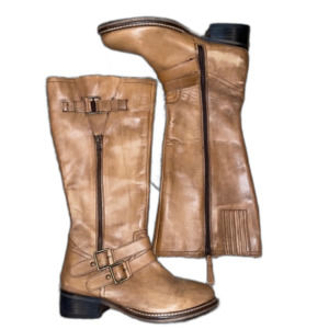 SEYCHELLES Tan Leather Multi Buckle Riding Boot Size 8